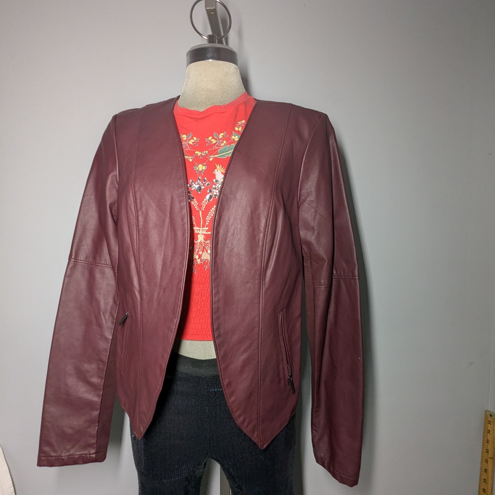 Women’s Burgundy Leather Jacket